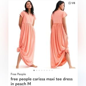 Free People Peach Carissa Acid Wash Maxi Tee Dress